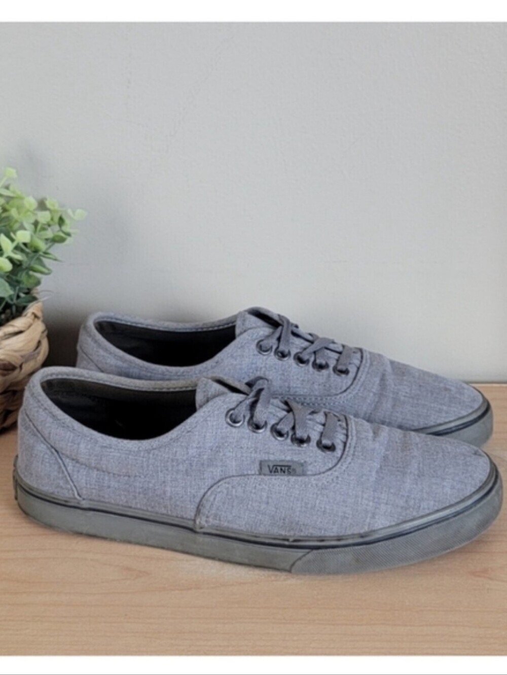 Vans 8.5 LPE Dressed Up Authentic Lo Top Smoked Pearl Gray Canvas Sneakers Shoes
